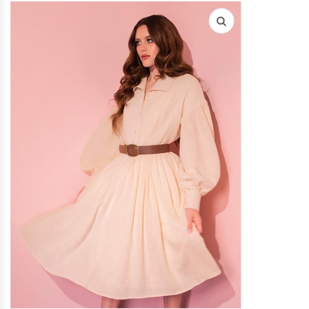 RELISTING NEW Fantasy Shirtdress in Cream With Brown Belt - Vixen by Micheline